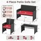 4-Piece Outdoor Wicker Patio Sofa Set with Loveseat Single Chairs Coffee Table Included Cushions
